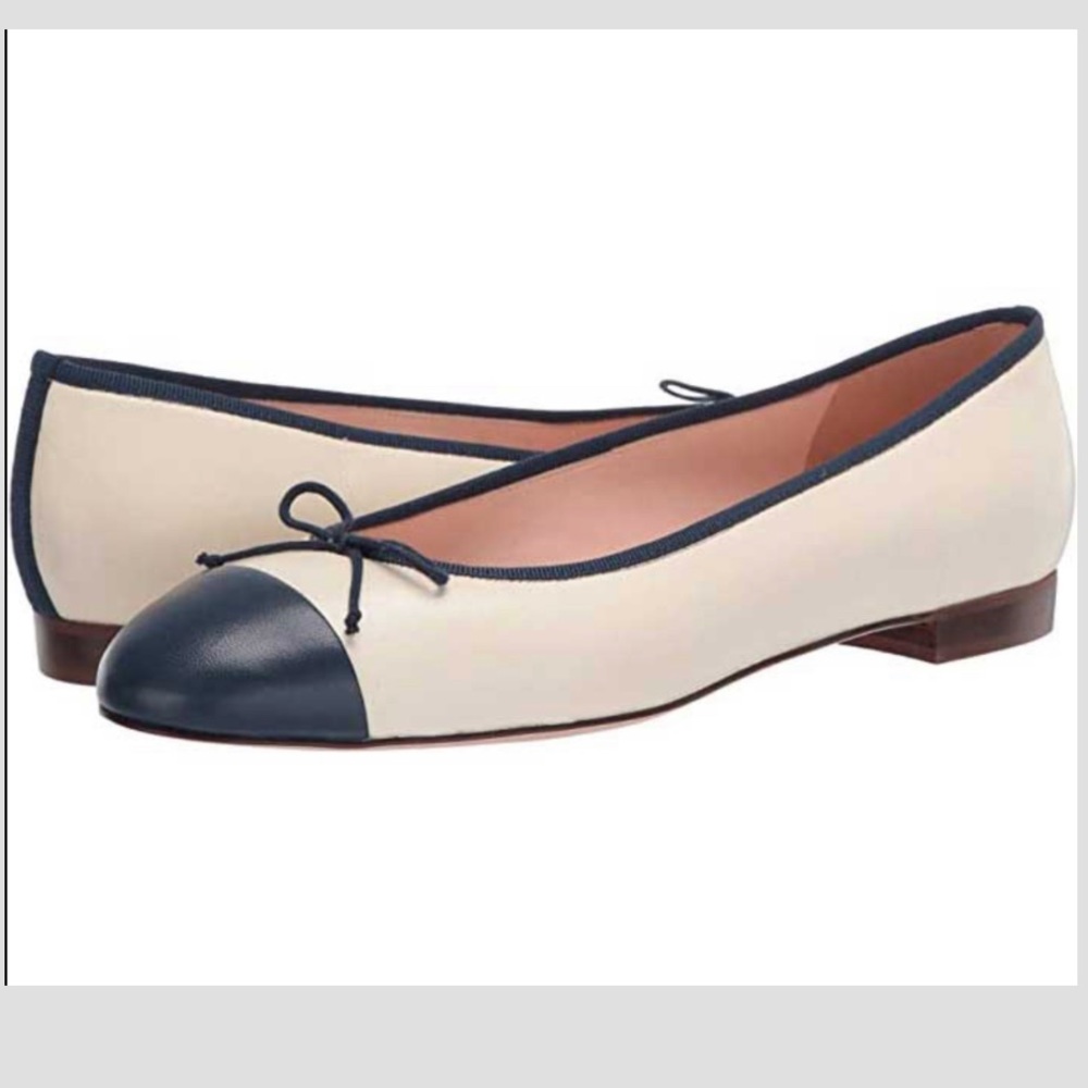J. Crew Kiki Cap Toe Ballet Flats Navy/Off White Size: 6